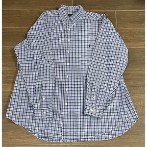 Ralph Lauren Men's Shirt 2XLT Tall Button Up Long Sleeve Blue Check